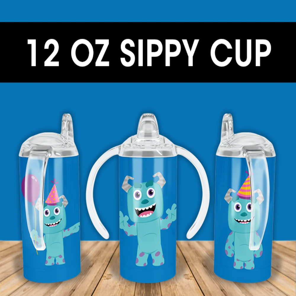 Monsters Inc Sulley Party Sippy Cup Design 12 oz sippy cup sublimation wrap