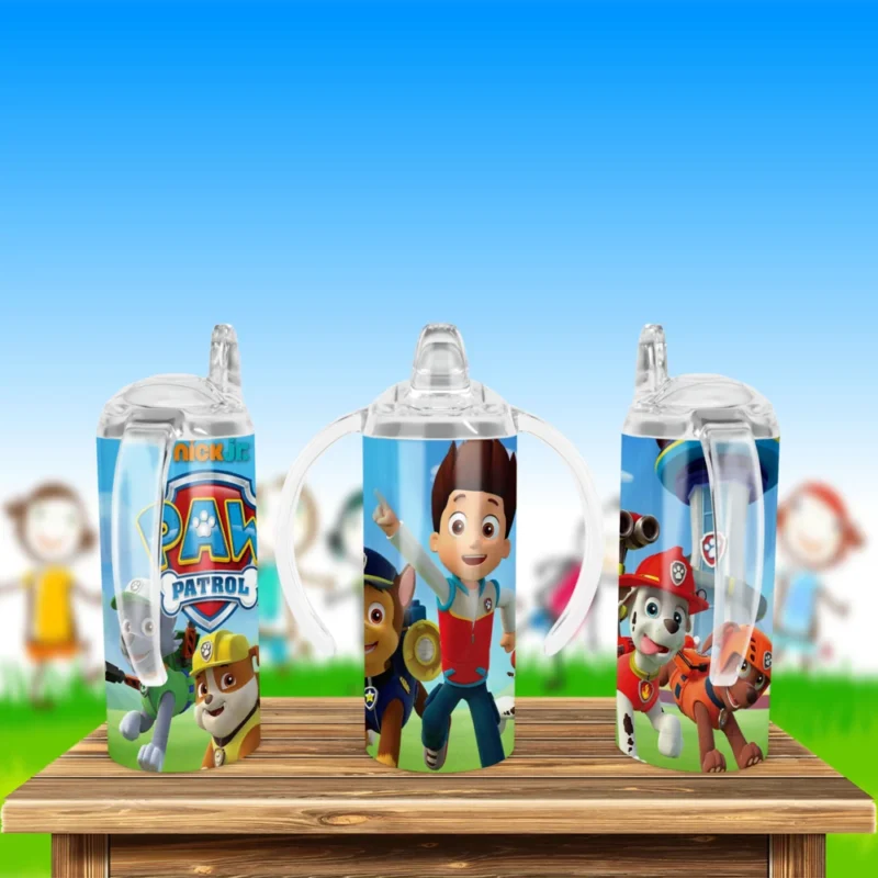 Paw Patrol Ryder and Team Sippy Cup Design 12 oz sippy cup sublimation wrap