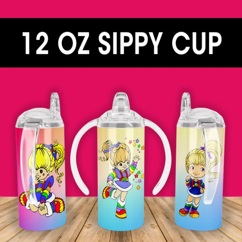Rainbow Brite Classic Poses Sippy Cup Design 12 oz sippy cup sublimation wrap