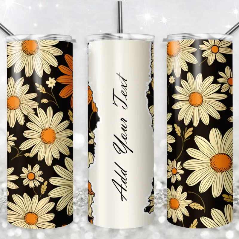 Retro Daisy Add Name 20 oz tumbler sublimation wrap