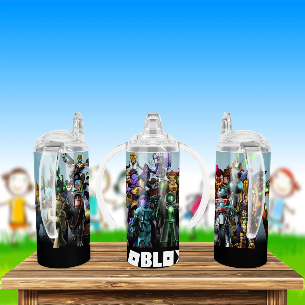 Roblox Characters Logo Sippy Cup Design 12 oz sippy cup sublimation wrap