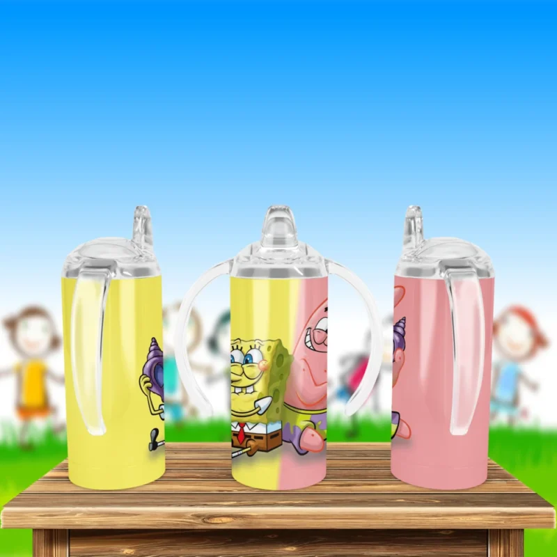 SpongeBob and Patrick Sippy Cup Design 12 oz sippy cup sublimation wrap