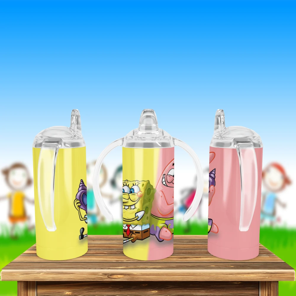 SpongeBob and Patrick Sippy Cup Design 12 oz sippy cup sublimation wrap