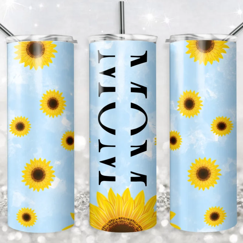 Sunflower Mom 20 oz tumbler sublimation wrap