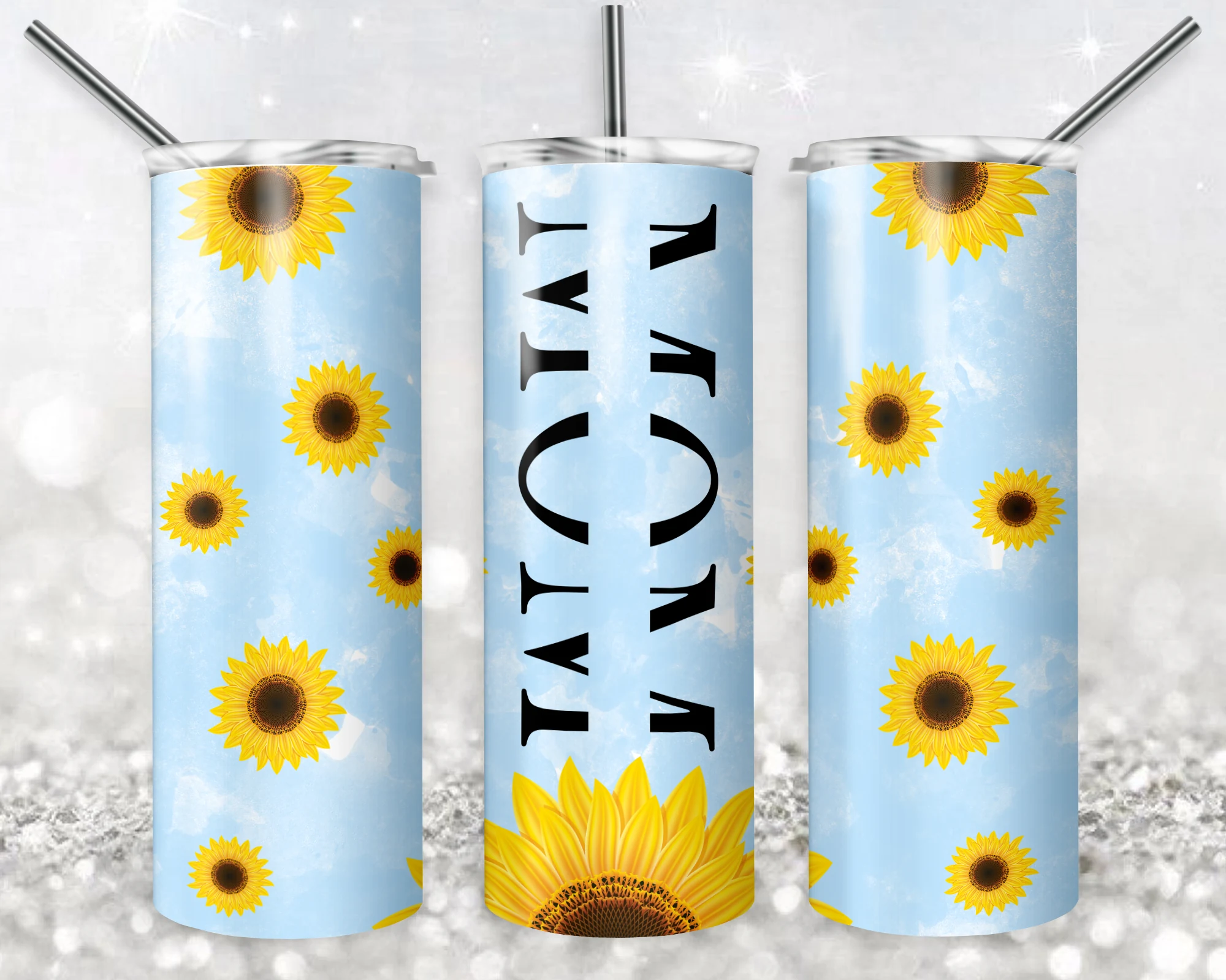 Sunflower Mom 20 oz tumbler sublimation wrap