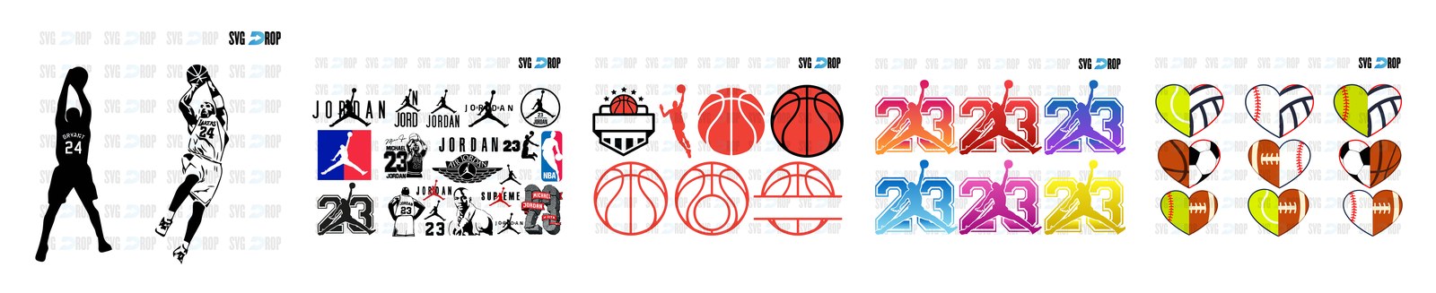 Basketball SVG and PNG cut file designs from SVG DROP