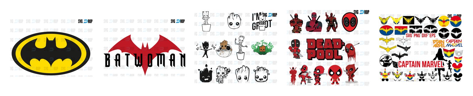 Batman SVG and PNG cut file designs from SVG DROP