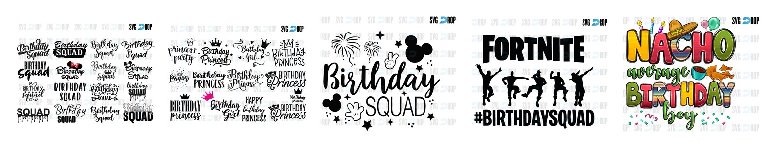 Birthday SVG and PNG cut file designs from SVG DROP