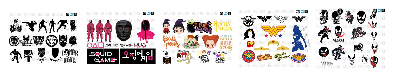 Black Panther SVG and PNG cut file designs from SVG DROP
