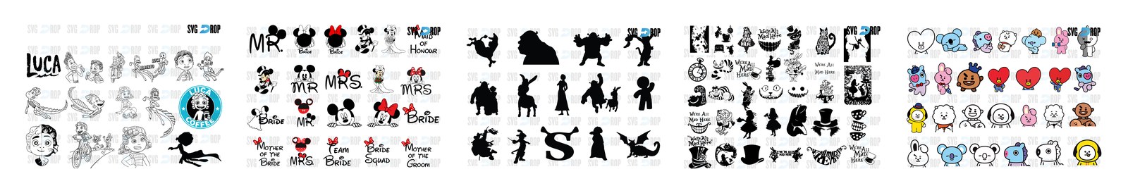 Cartoon SVG and PNG cut file designs from SVG DROP
