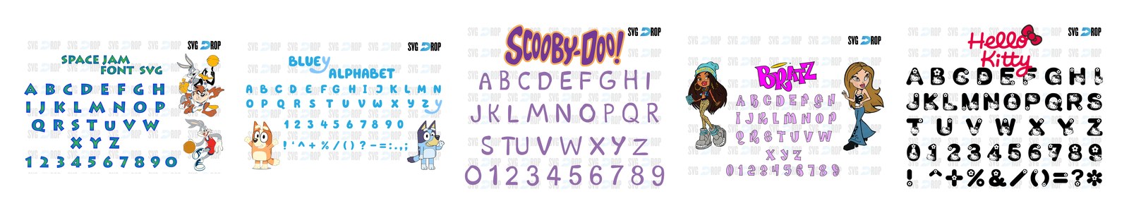 Cartoon Font SVG and PNG cut file designs from SVG DROP