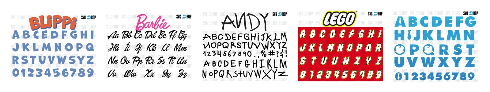 Cartoon Fonts SVG and PNG cut file designs from SVG DROP