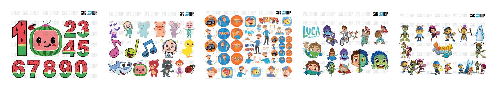 CoCoMelon SVG and PNG cut file designs from SVG DROP