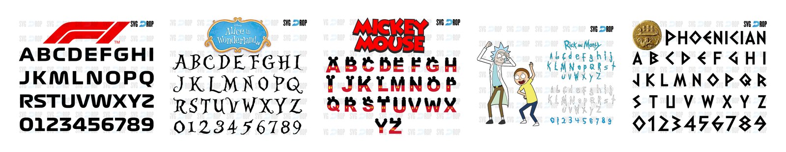 Fonts SVG and PNG cut file designs from SVG DROP