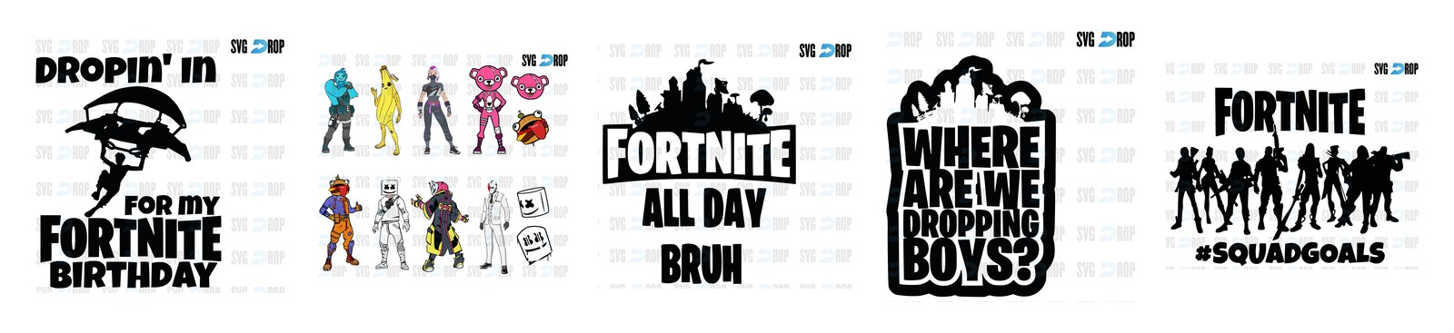 Fortnite SVG and PNG cut file designs from SVG DROP