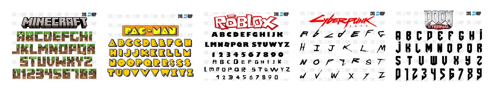 Game Fonts SVG and PNG cut file designs from SVG DROP