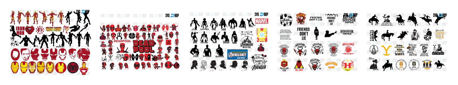 Iron Man SVG and PNG cut file designs from SVG DROP