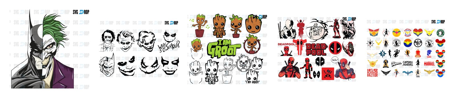 Joker SVG and PNG cut file designs from SVG DROP