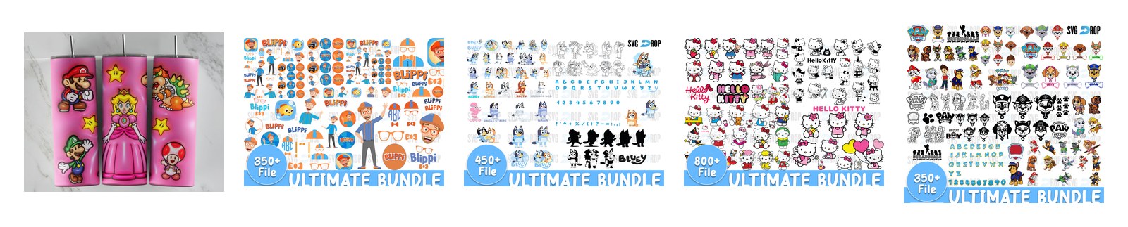 Mega Cartoon Bundles SVG and PNG cut file designs from SVG DROP
