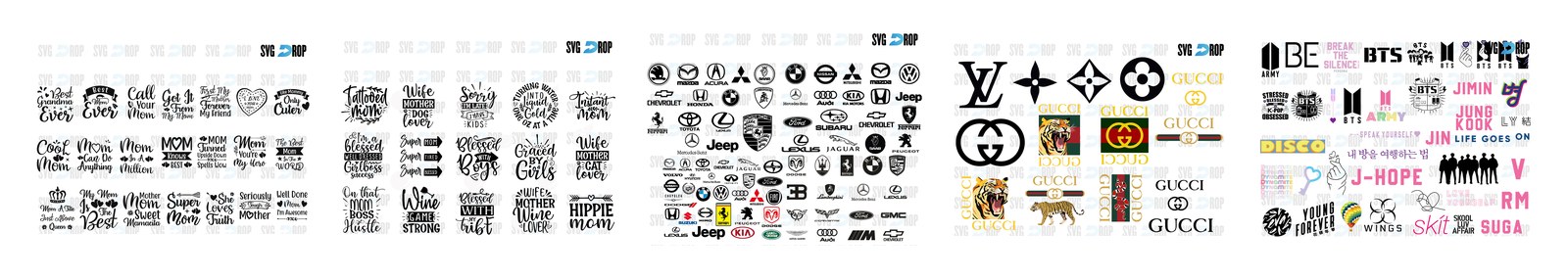 Mom Quotes SVG and PNG cut file designs from SVG DROP