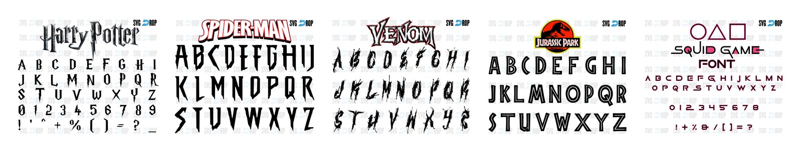 Movie Fonts SVG and PNG cut file designs from SVG DROP