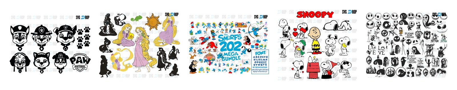 Paw Patrol SVG and PNG cut file designs from SVG DROP