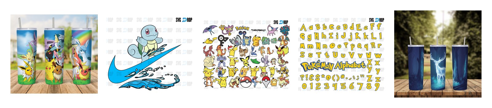Pokemon Tumblers SVG and PNG cut file designs from SVG DROP