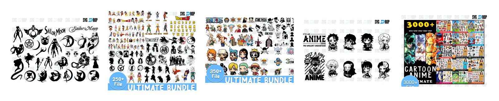Sailor Moon SVG and PNG cut file designs from SVG DROP