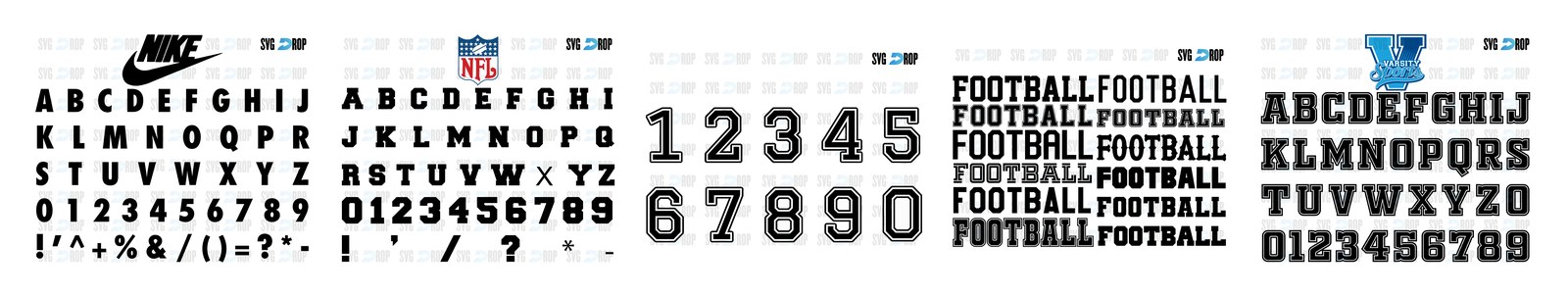 Sport Fonts SVG and PNG cut file designs from SVG DROP