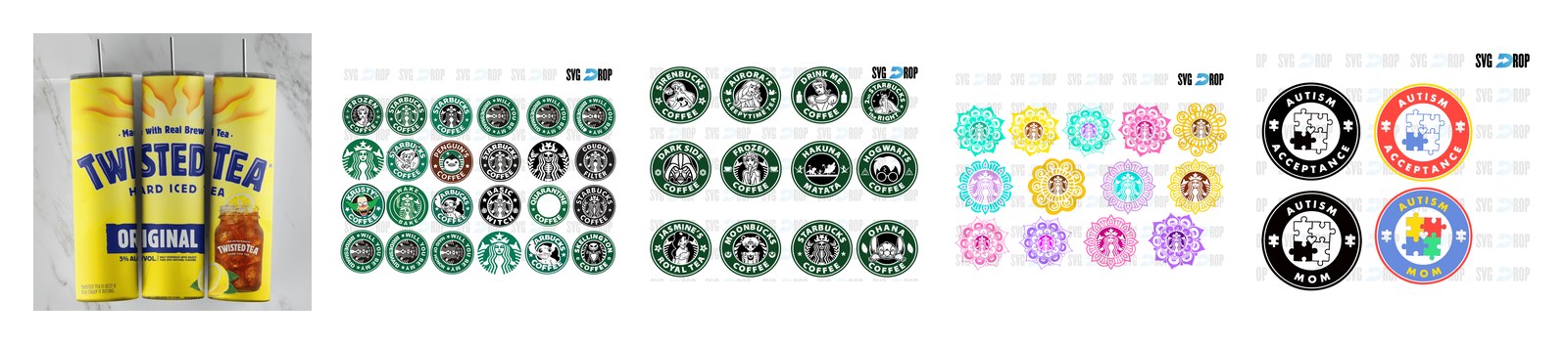 Starbucks SVG and PNG cut file designs from SVG DROP