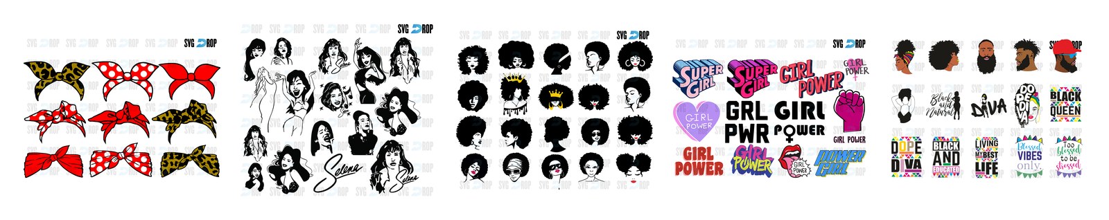 Woman SVG and PNG cut file designs from SVG DROP