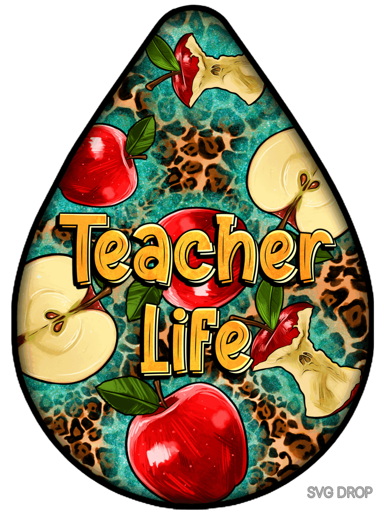 Teacher Teardrop Earrings Teacher Life Apples PNG